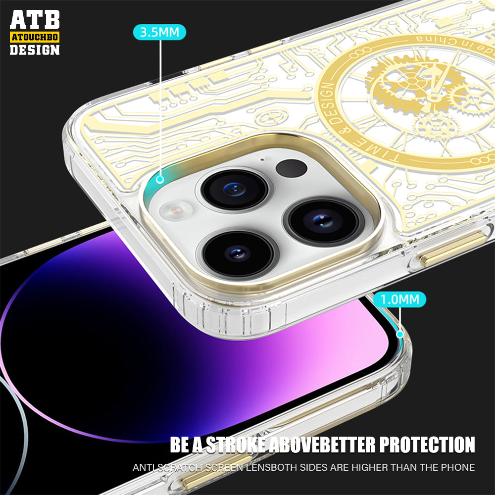 Acrylic Magsaf Soft TPU+PC Mechanical Element Phone Case For IPhone 14 case 13 15 Pro Max