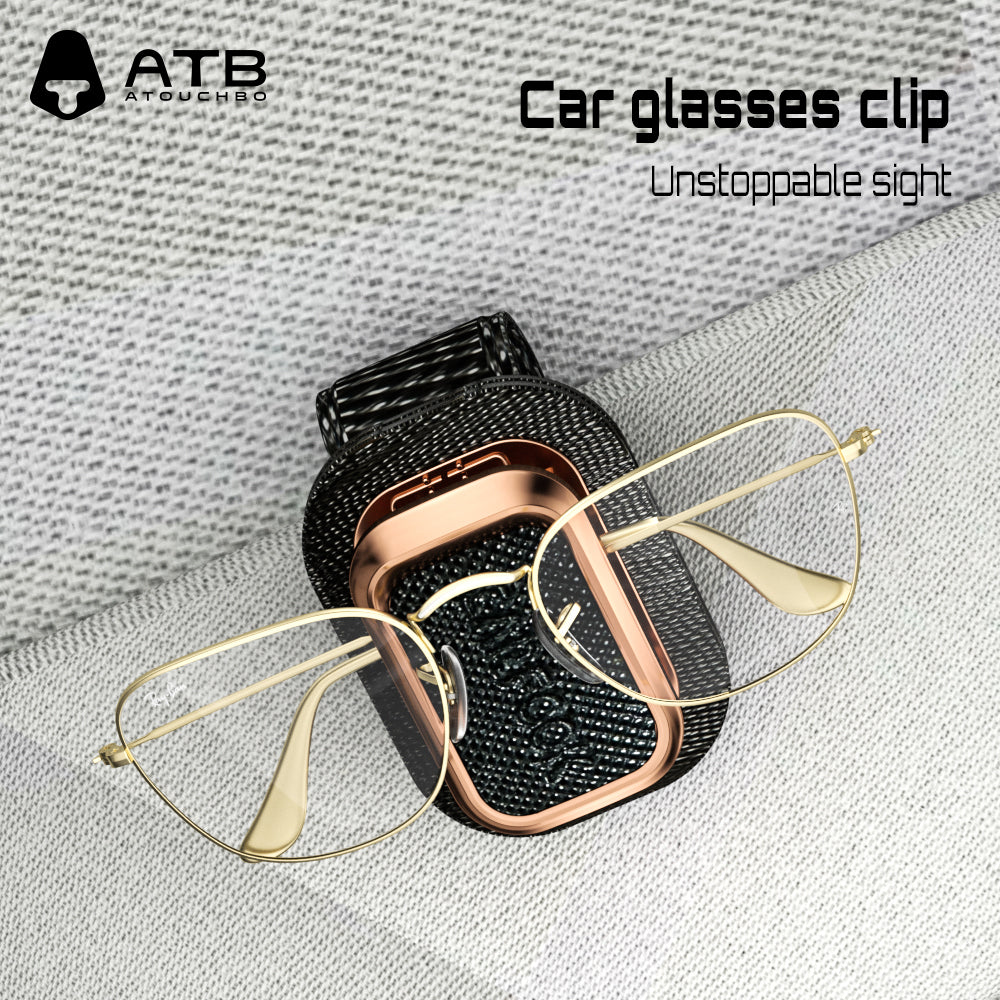 Car Glasses Holder Car Visor Sunglasses Holder Clip Leather Eyeglasses Hanger and Ticket Card Clip Eyeglasses Mount for Car