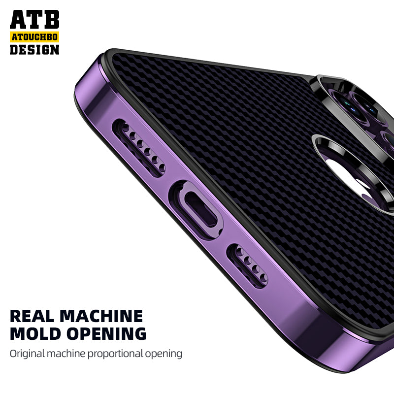 ATB frame electroplate carbon fiber phone case For iPhone 14 Case