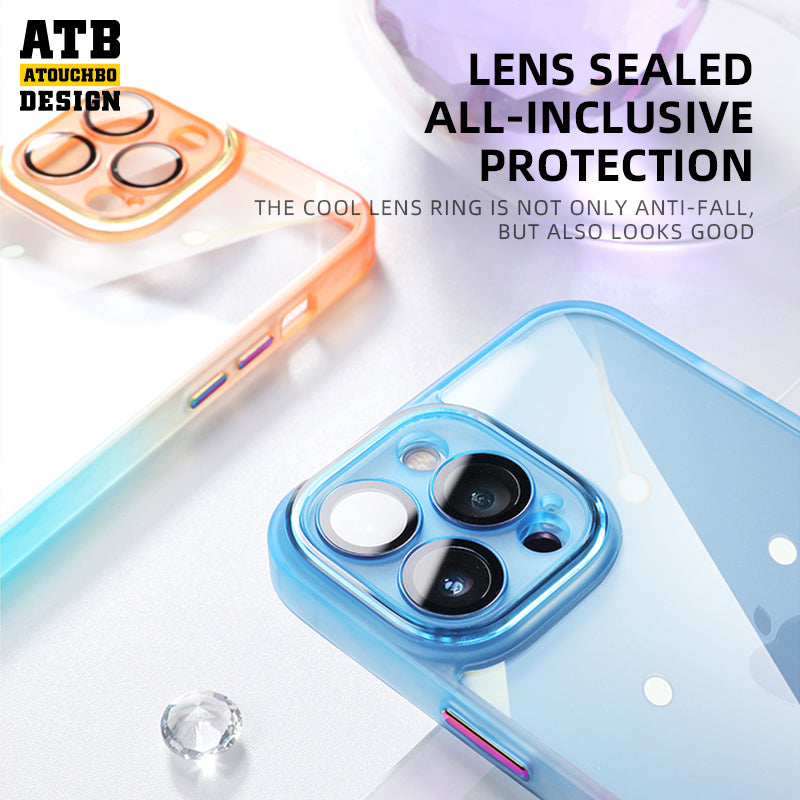 ATB Gradient Magic Color Phone Case For Iphone 14 Premium Case With Lens Protector