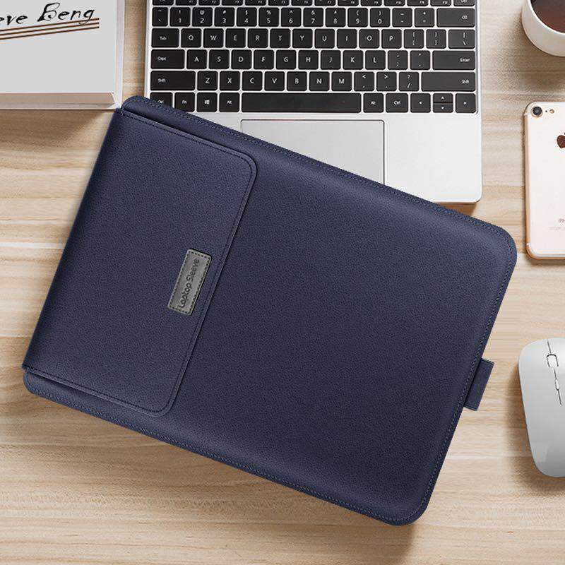 Business Style Waterproof PU Leather Laptop Sleeve Bag with Mat